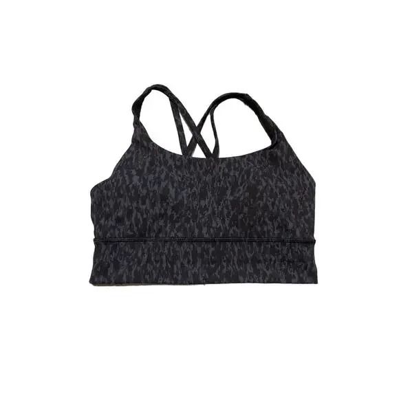 Lululemon Energy Bra Long Line *Medium Support Wild Thing Camo Deep Coal Size 6 - Picture 3 of 8